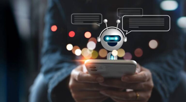 Digital chatbot, A.I., robot application, conversation assistant, AI Artificial Intelligence concept